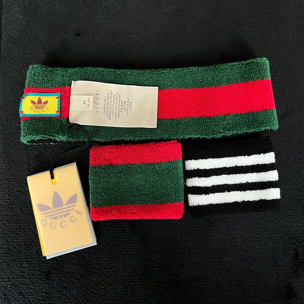 Gucci X Adidas Headband and Wrist Bands